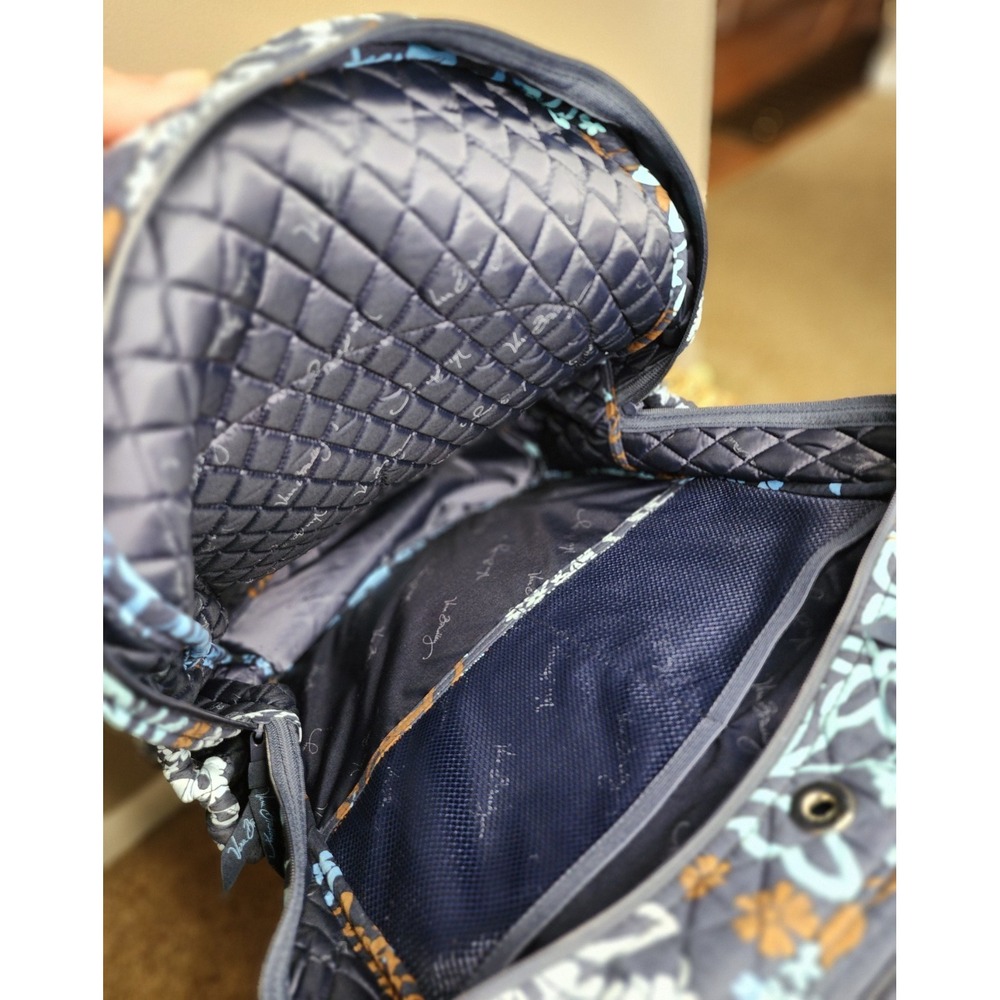 Vera Bradley Campus Backpack Java Blue Retired Floral NWOT Book Bag School - Picture 6 of 14